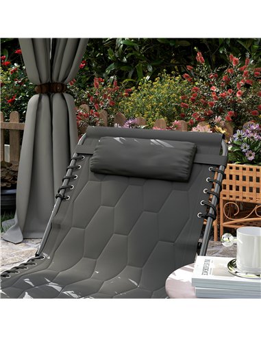 Outsunny Padded Sun Lounger, with Five-Position Reclining Back - Black