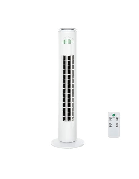 Homcom 30'' Oscillation Tower Fan with 3 Speed, 3 Mode, Timer, LED Light, Remote, White - pic 16353 | FastDaddyshop