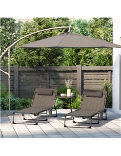 Outsunny Set of Two Sun Loungers, with Five-Position Reclining Backs - Black 2
