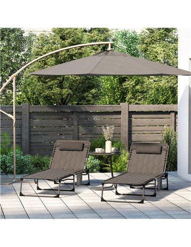 Outsunny Set of Two Sun Loungers, with Five-Position Reclining Backs - Black