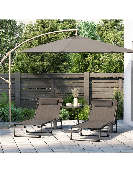 Outsunny Set of Two Sun Loungers, with Five-Position Reclining Backs - Black - pic 163542 | FastDaddyshop