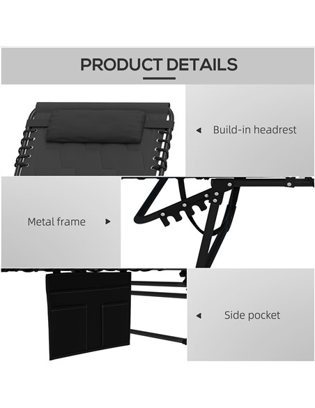Outsunny Set of Two Sun Loungers, with Five-Position Reclining Backs - Black - pic 163545 | FastDaddyshop