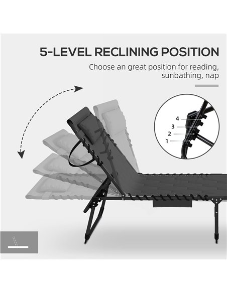 Outsunny Set of Two Sun Loungers, with Five-Position Reclining Backs - Black - pic 163546 | FastDaddyshop