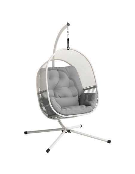 Outsunny Hanging Egg Chair Outdoor Indoor, Swing Hammock Chair with Stand, Cushions, Lumbar Pillow, Adjustable Height and Steel  - pic 163568 | FastDaddyshop