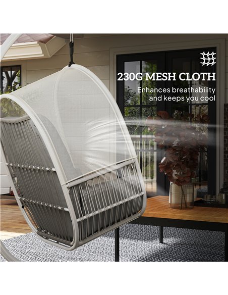 Outsunny Hanging Egg Chair Outdoor Indoor, Swing Hammock Chair with Stand, Cushions, Lumbar Pillow, Adjustable Height and Steel  - pic 163571 | FastDaddyshop