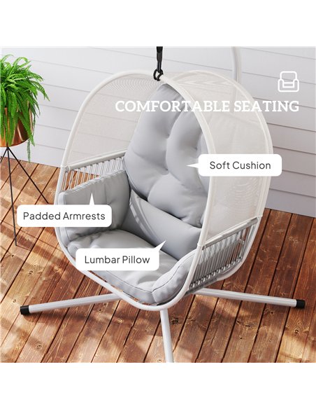 Outsunny Hanging Egg Chair Outdoor Indoor, Swing Hammock Chair with Stand, Cushions, Lumbar Pillow, Adjustable Height and Steel  - pic 163572 | FastDaddyshop