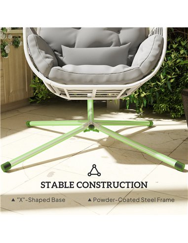 Outsunny Hanging Egg Chair Outdoor Indoor, Swing Hammock Chair with Stand, Cushions, Lumbar Pillow, Adjustable Height and Steel 