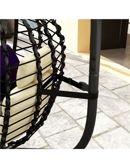 Outsunny Rattan Hanging Egg Chair, Foldable Wicker Hammock Swing Chair with Cushion, Stand, Adjustable Height, Head Pillow, Stee - pic 163594 | FastDaddyshop