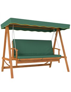 Outsunny 3 Seater 2-in-1 Wooden Garden Swing Seat Swing Chair Outdoor Convertible Hammock Bench Furniture Lounger Bed Wood, Dark