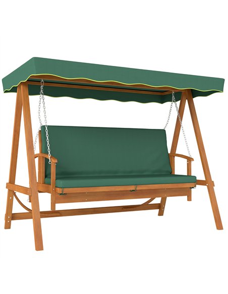 Outsunny 3 Seater 2-in-1 Wooden Garden Swing Seat Swing Chair Outdoor Convertible Hammock Bench Furniture Lounger Bed Wood, Dark - pic 163595 | FastDaddyshop