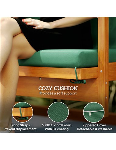 Outsunny 3 Seater 2-in-1 Wooden Garden Swing Seat Swing Chair Outdoor Convertible Hammock Bench Furniture Lounger Bed Wood, Dark