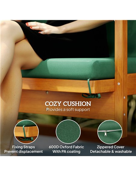 Outsunny 3 Seater 2-in-1 Wooden Garden Swing Seat Swing Chair Outdoor Convertible Hammock Bench Furniture Lounger Bed Wood, Dark - pic 163601 | FastDaddyshop