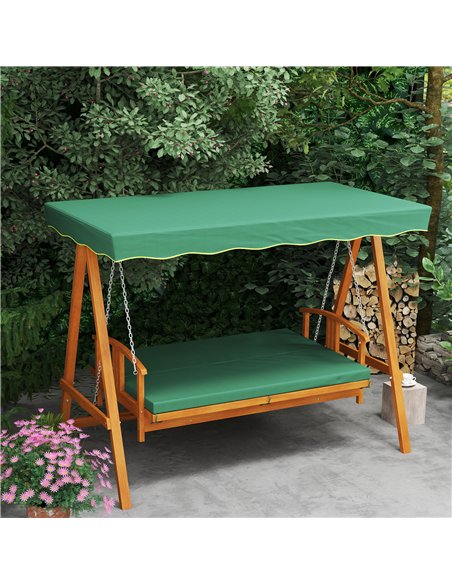 Outsunny 3 Seater 2-in-1 Wooden Garden Swing Seat Swing Chair Outdoor Convertible Hammock Bench Furniture Lounger Bed Wood, Dark - pic 163603 | FastDaddyshop