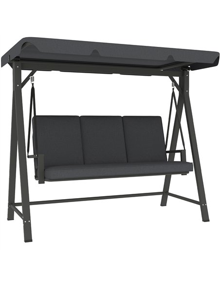 Outsunny Three-Seater Garden Swing Bench, with Adjustable Canopy - Dark Grey - pic 163604 | FastDaddyshop