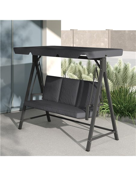 Outsunny Three-Seater Garden Swing Bench, with Adjustable Canopy - Dark Grey - pic 163610 | FastDaddyshop