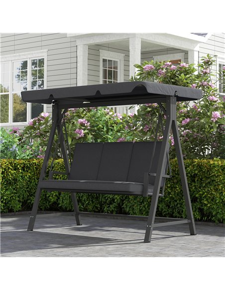 Outsunny Three-Seater Garden Swing Bench, with Adjustable Canopy - Dark Grey - pic 163611 | FastDaddyshop