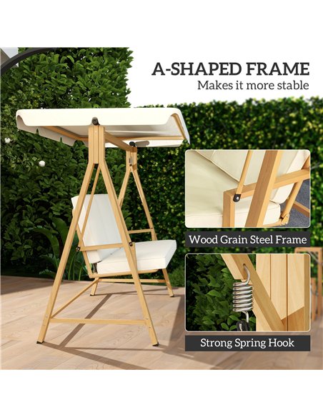 Outsunny Three-Seater Garden Swing Bench, with Adjustable Canopy - Beige - pic 163618 | FastDaddyshop