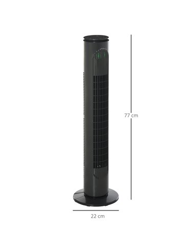 Homcom 30'' Oscillation Tower Fan with 3 Speed, 3 Mode, Timer, LED Light, Remote, Dark Grey