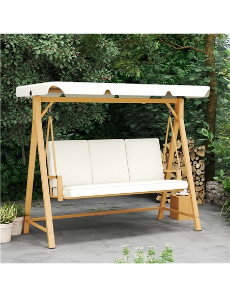 Outsunny Three-Seater Garden Swing Bench, with Adjustable Canopy - Beige - pic 163621 | FastDaddyshop