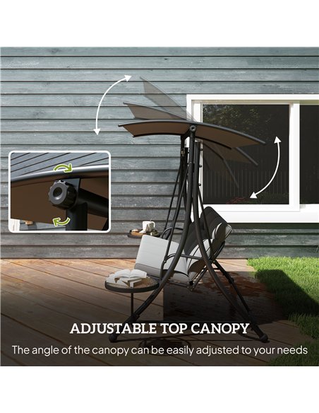 Outsunny Three-Seater Garden Swing, with Adjustable Canopy - Black/Grey - pic 163634 | FastDaddyshop
