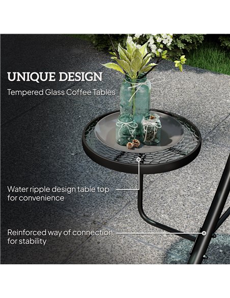 Outsunny Three-Seater Garden Swing, with Adjustable Canopy - Black/Grey - pic 163635 | FastDaddyshop