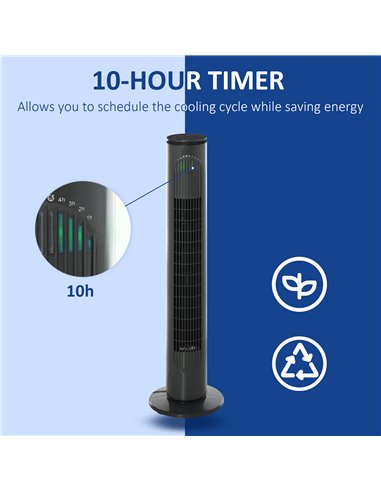 HOMCOM 30'' Freestanding Tower Fan, 3 Speed 3 Mode, 10h Timer, 70 Degree Oscillation, LED Light, 5M Remote Controller, Dark Grey