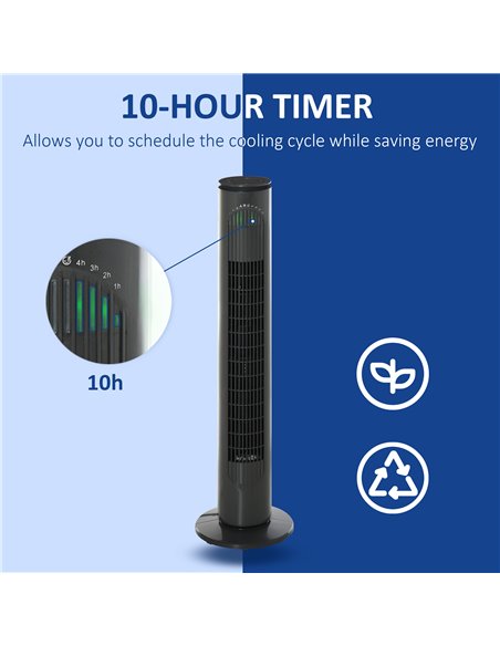 HOMCOM 30'' Freestanding Tower Fan, 3 Speed 3 Mode, 10h Timer, 70 Degree Oscillation, LED Light, 5M Remote Controller, Dark Grey - pic 16364 | FastDaddyshop