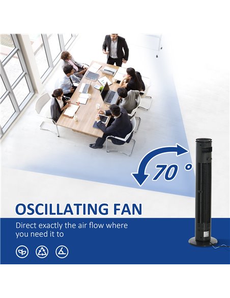 HOMCOM 30'' Freestanding Tower Fan, 3 Speed 3 Mode, 10h Timer, 70 Degree Oscillation, LED Light, 5M Remote Controller, Dark Grey - pic 16365 | FastDaddyshop
