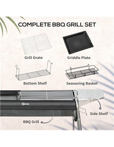 Outsunny Charcoal BBQ Grill - Black