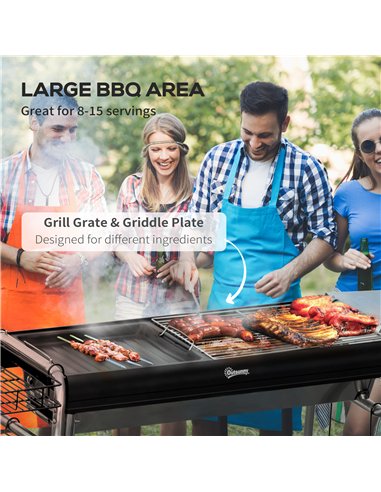 Outsunny Charcoal BBQ Grill - Black