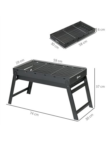 Outsunny Foldable Charcoal Grill - Black
