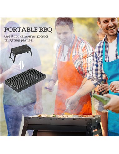Outsunny Foldable Charcoal Grill - Black