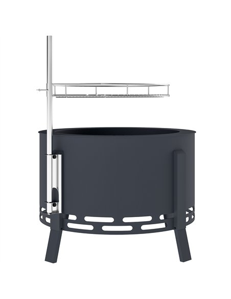 Outsunny Portable Fire Pit, 58 cm Round Firepit with Grill Grate, Fire Bowl with Ash Catcher and Poker, Fire Pit BBQ for Garden  - pic 163676 | FastDaddyshop