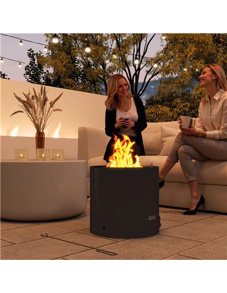 Outsunny Metal Wood-burning Fire Pit with Fire Poker - Black - pic 163686 | FastDaddyshop