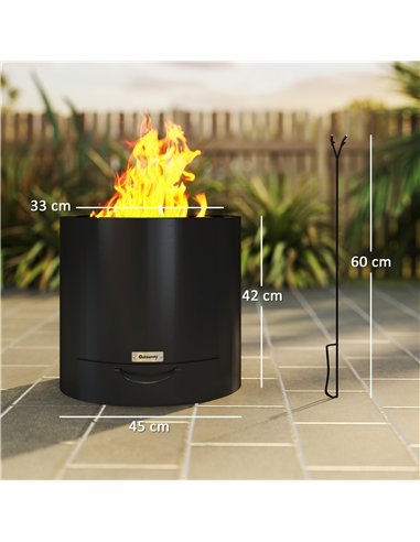Outsunny Metal Wood-burning Fire Pit with Fire Poker - Black