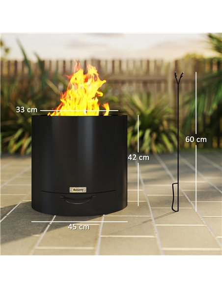 Outsunny Metal Wood-burning Fire Pit with Fire Poker - Black - pic 163687 | FastDaddyshop