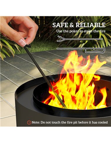 Outsunny Metal Wood-burning Fire Pit with Fire Poker - Black