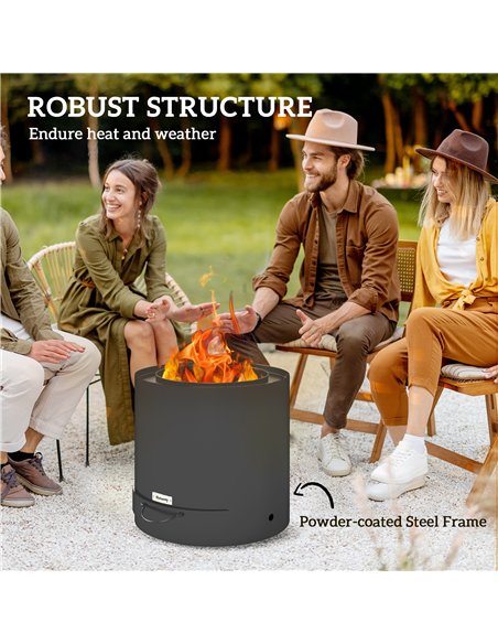 Outsunny Metal Wood-burning Fire Pit with Fire Poker - Black - pic 163689 | FastDaddyshop