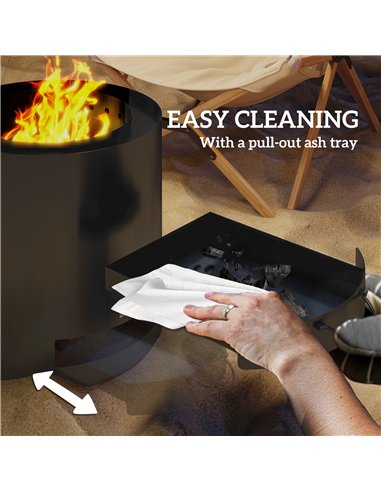 Outsunny Metal Wood-burning Fire Pit with Fire Poker - Black
