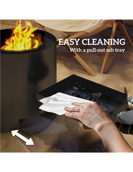 Outsunny Metal Wood-burning Fire Pit with Fire Poker - Black - pic 163690 | FastDaddyshop