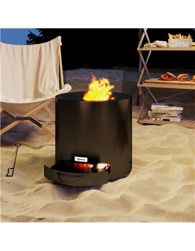 Outsunny Metal Wood-burning Fire Pit with Fire Poker - Black