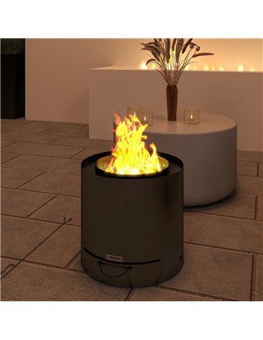 Outsunny Metal Wood-burning Fire Pit with Fire Poker - Black