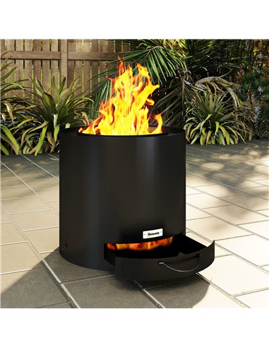 Outsunny Metal Wood-burning Fire Pit with Fire Poker - Black