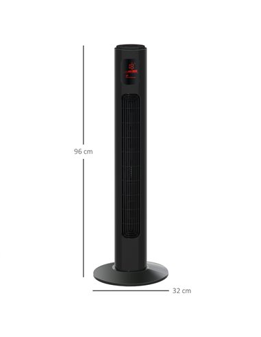 Homcom 38'' Oscillation Tower Fan with 3 Speed 3 Mode, Timer, LED Panel, Remote Controller, Dark Grey