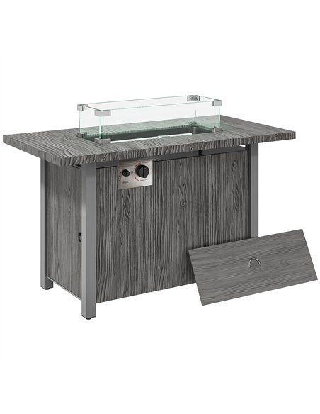 Outsunny 50,000 BTU Gas Fire Pit Table with Cover and Glass Screen - Dark Grey - pic 163712 | FastDaddyshop