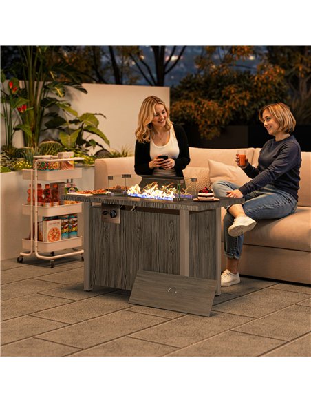 Outsunny 50,000 BTU Gas Fire Pit Table with Cover and Glass Screen - Dark Grey - pic 163713 | FastDaddyshop