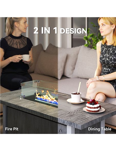 Outsunny 50,000 BTU Gas Fire Pit Table with Cover and Glass Screen - Dark Grey - pic 163715 | FastDaddyshop