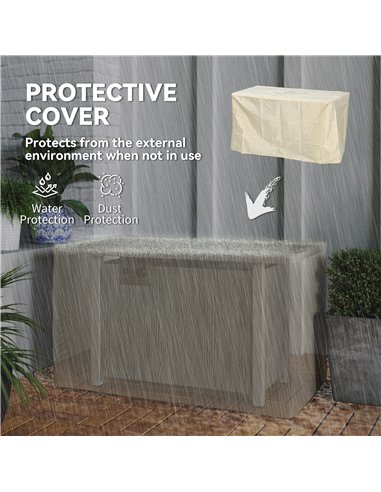 Outsunny 50,000 BTU Gas Fire Pit Table with Cover and Glass Screen - Dark Grey