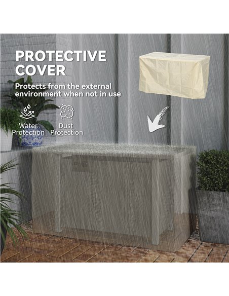 Outsunny 50,000 BTU Gas Fire Pit Table with Cover and Glass Screen - Dark Grey - pic 163718 | FastDaddyshop