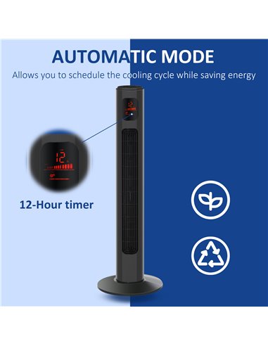 Homcom 38'' Oscillation Tower Fan with 3 Speed 3 Mode, Timer, LED Panel, Remote Controller, Dark Grey